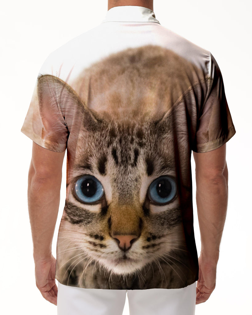 
Men's Casual Button Short Sleeve Tropical 3D Digital Print Animal Cat Pattern Shirt Beach Top Hawaiian Shirt
                
