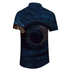 Ancient mythical beast eyes men's casual fashion summer casual fashion urban comfortable breathable lapel short sleeve daily wear