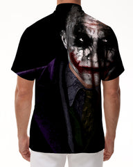 Black Cool Clown Fashion Summer Men's Short Sleeve Beach Shirt Versatile 3D Printed Casual Shirt Fashion Street Trend Men's Tops