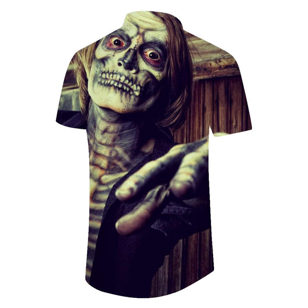 
Horror Skeleton Man Men's Party Halloween Print Shirt Short Sleeve Lapel Shirt Clothing Men's Shirt Button Festival Halloween Costume
                