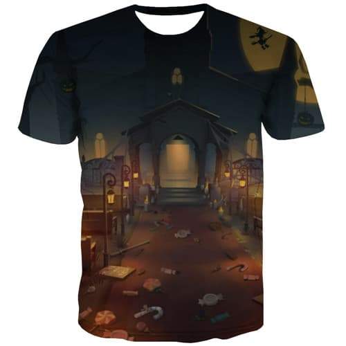 Halloween T-shirt Men Flame T-shirts 3d Harajuku Tshirt Anime Leisure Shirt Print Short Sleeve Hip hop Unisex New Slim - KYKU