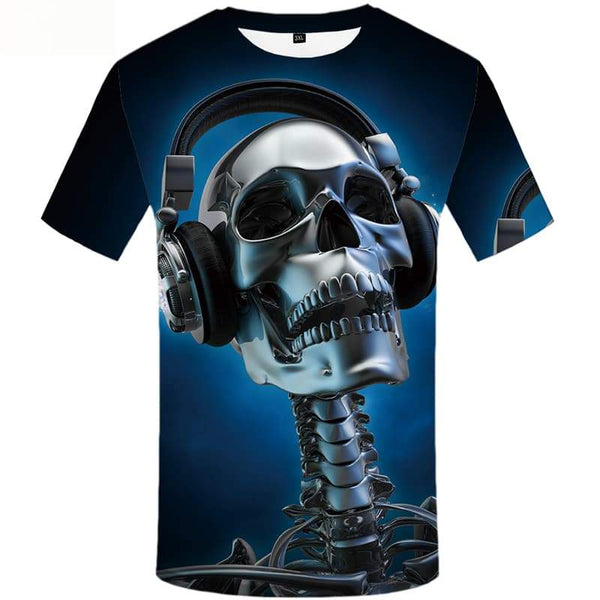 Skull T-shirt Men Skeleton T-shirts 3d Music Tshirts Novelty Short Sleeve