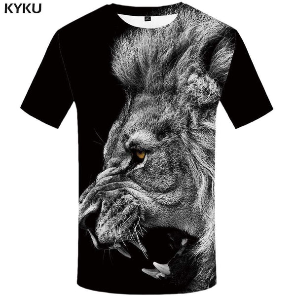 New Cartoon Design Tiger Print 3D T-shirt Lion Graffiti 3d Fashion Summer  Unisex T-shirt