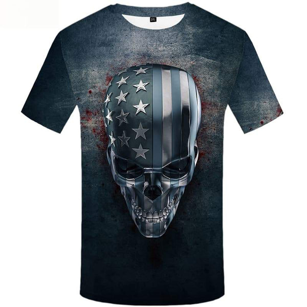 Skull T-shirt Men Blood Tshirts Cool Skeleton T-shirts Graphic Short Sleeve