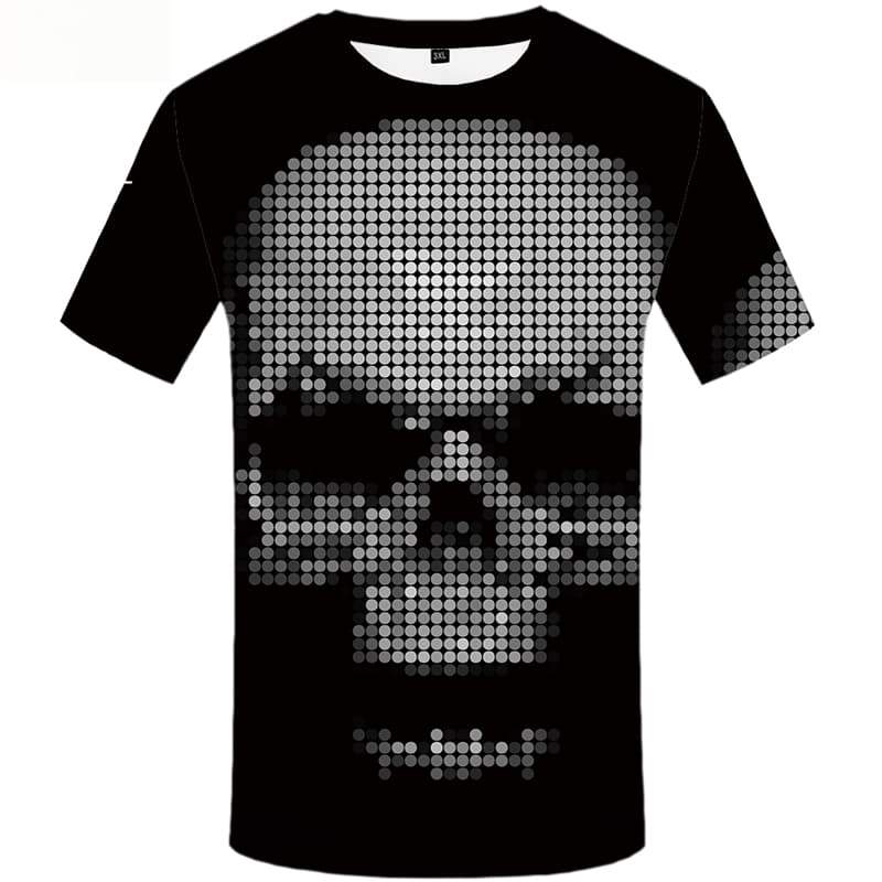 
Skull T-shirt Men Black T shirts Funny Punk Rock T-shirts Graphic Short Sleeve
                
