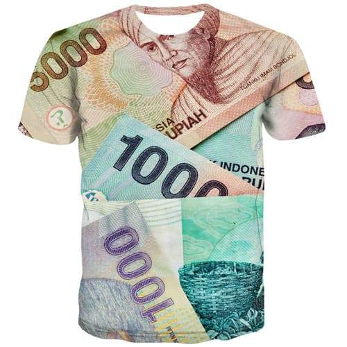 Money T-shirt Men Indonesia T-shirts 3d Colorful Tshirts Cool Retro T-shirts Graphic Harajuku Tshirts Novelty Short Sleeve - KYKU