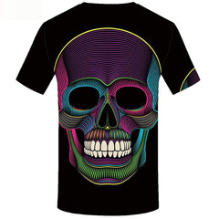 Skull T-shirt Men Graffiti T shirts Funny Colorful Tshirt Anime Short Sleeve