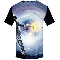 Galaxy T-shirt Men Astronaut T-shirts Graphic Moon Tshirts Casual Short Sleeve