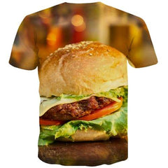 Hamburger T shirts Men Funny Tshirt Anime Food Shirt Print Harajuku Tshirts Casual Cartoon T-shirts Graphic Short Sleeve Hip hop - KYKU