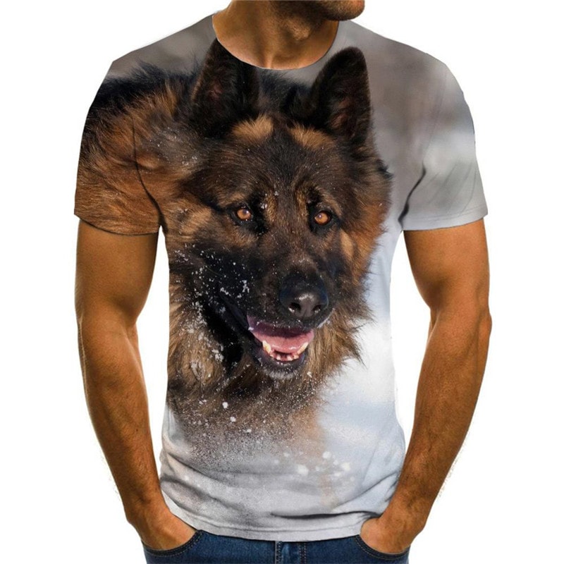 
tshirts dog tee top Puppy Cute animal art costume male big Smart dogs Casual
                