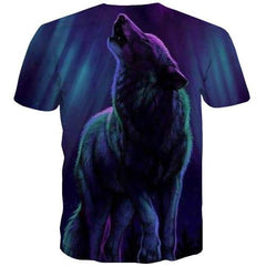 Wolf T-shirt Men Graffiti Tshirts Cool Aurora T-shirts Graphic Purple T-shirts 3d Punk Tshirts Novelty Short Sleeve T shirts Men - KYKU