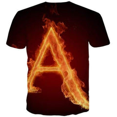 Flame T-shirt Men Letter Tshirt Anime Harajuku T-shirts 3d Fire Tshirt Printed Gothic Tshirts Casual Short Sleeve T shirts - KYKU