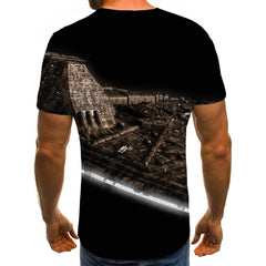 Airship tshirt Print clothes air ship art costume men Casual flying ship