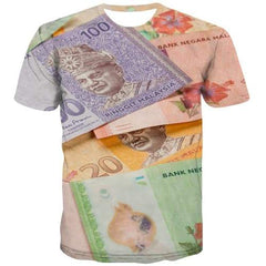 Money T shirts Men Malaysian Ringgit Tshirts Casual Malaysia T shirts Funny Character Shirt Print Abstract Tshirt Anime - KYKU