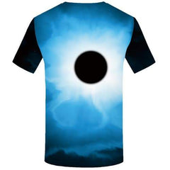 Galaxy T-shirt Men Moon T shirts Funny Blue T-shirts 3d Space Tshirts Cool Black Hole Tshirts Novelty Short Sleeve Punk Rock - KYKU