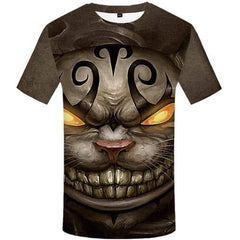 Cat T shirts Men Animal Tshirts Novelty Angry Tshirts Cool Flame Tshirts Casual Gothic Tshirt Printed Short Sleeve Hip hop - KYKU