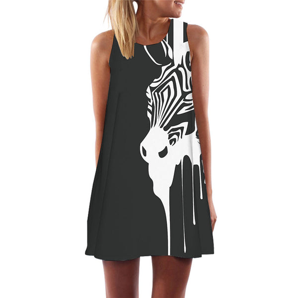 Sultry Business Black and White Shirt Dress