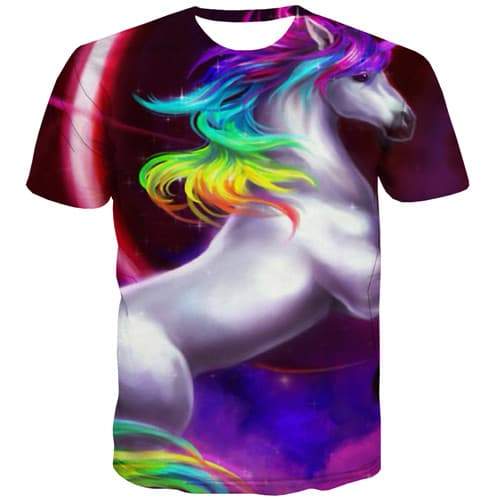 Unicorn T shirts Men Rainbow T shirts Funny Animal T-shirts 3d Cartoon Tshirts Casual Harajuku Shirt Print Short Sleeve summer - KYKU