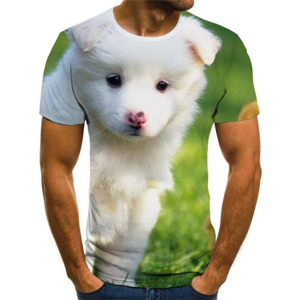 Little White dog t shirts Cool Puppy Cute Pets art costume big Smart dogs Casual man