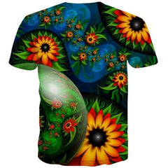 Flower T shirts Men Psychedelic Tshirts Casual Green Tshirt Anime Harajuku Tshirts Cool Gothic Tshirts Novelty Short Sleeve - KYKU
