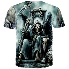 Grim Reaper T-shirt Men Skull Tshirt Anime Metal Tshirts Cool Punk T shirts Funny War Tshirt Printed Short Sleeve Hip hop Mens - KYKU