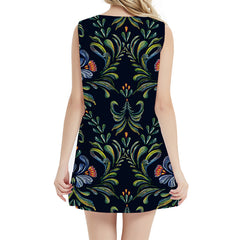 Flower Dress Women Black Korean Style Art Ladies Dresses Vintage Beach Gothic Sexy Womens Clothing Vintage