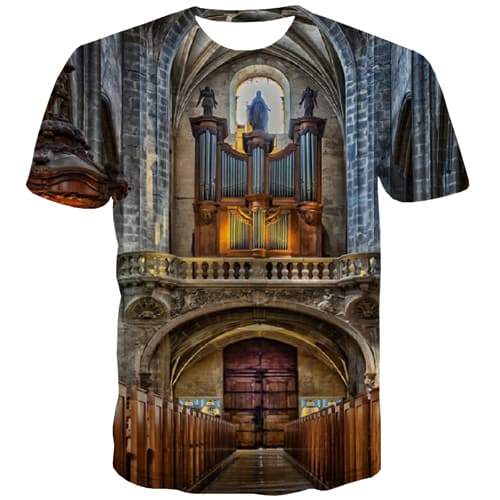 Church T-shirt Men Jesus T-shirts 3d Peace Tshirts Novelty Building Tshirts Cool Art T shirts Funny Short Sleeve Punk Rock Men - KYKU