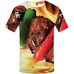 Burger T-shirt Men Food Tshirt Printed Harajuku T-shirts Graphic Gothic T-shirts 3d Short Sleeve Fashion Men women Tee Top Slim - KYKU