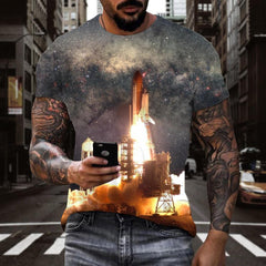Airship t shirt Hip hop tshirt 3D air ship Cool flying ship art costume men