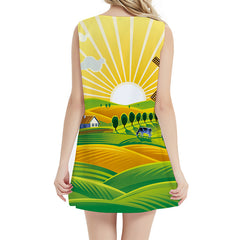 Windmill Dress Women Cartoon 3d Print Netherlands Tank Animal Boho Harajuku Ladies Dresses Womens Clothing Tassel