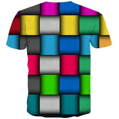 Psychedelic T shirts Men Colorful T-shirts Graphic Square Shirt Print Russia Tshirts Casual Gothic Tshirt Anime Short Sleeve - KYKU