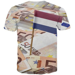 Dutch Flag T shirts Men Money Tshirt Anime Netherlands T-shirts 3d Harajuku Tshirts Casual Gothic Tshirts Novelty Short Sleeve - KYKU