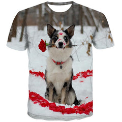 dog tshirt Novelty 3D shirt Puppy Cute Pets Cool men art costume big Smart dogs