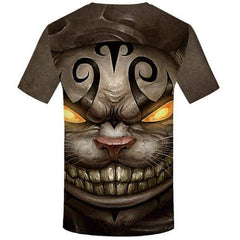 Cat T shirts Men Animal Tshirts Novelty Angry Tshirts Cool Flame Tshirts Casual Gothic Tshirt Printed Short Sleeve Hip hop - KYKU