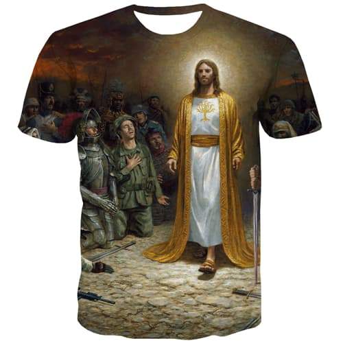 Jesus T shirts Men War T shirts Funny Military T-shirts Graphic Personality Tshirts Cool Personality Tshirts Casual Short Sleeve - KYKU