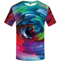 Rainbow T shirts Men Psychedelic Tshirt Anime Vortex Shirt Print Colorful Tshirts Cool Dizziness Tshirts Casual Short Sleeve - KYKU