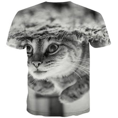 Cat T-shirt Men Animal T-shirts Graphic Lovely Tshirts Casual Funny Shirt Print Street Tshirt Printed Short Sleeve Punk Rock - KYKU