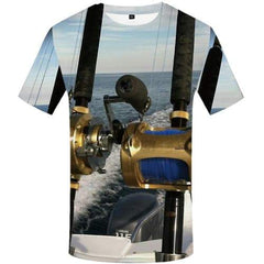 Fish T shirts Men Fisherman Shirt Print Fishinger Tshirt Printed Tracksuits Tshirts Casual Metal T shirts Funny Short Sleeve - KYKU