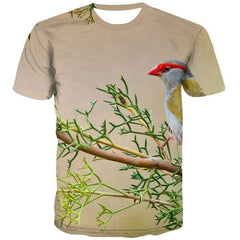 Bird T-shirt Men Animal Tshirts Casual Tree Tshirts Cool Harajuku Tshirt Printed Street T shirts Funny Short Sleeve Hip hop - KYKU