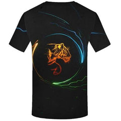 Tiger T-shirt Men Black T-shirts 3d Animal T shirts Funny Lightning Tshirts Cool Space Tshirt Anime Short Sleeve Full Print - KYKU