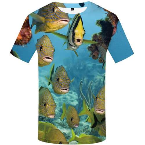 Fish T shirts Men Carp Shirt Print Fishinger T-shirts 3d Animal Tshirts Novelty Tropical Tshirts Casual Short Sleeve Hip hop - KYKU