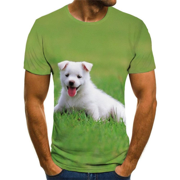 tshirts Little White dog t shirt 3D Puppy Cute Pets man big Smart dogs art costume Cool
