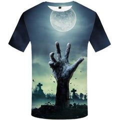 Halloween T-shirt Men Grave T-shirts 3d Hand Tshirts Novelty Moon Tshirt Anime Ghost T-shirts Graphic Short Sleeve Hip hop - KYKU