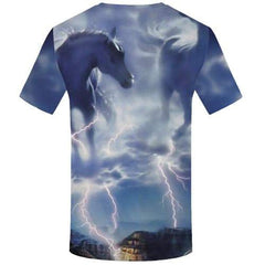 Horse T shirts Men Animal T-shirts Graphic Lightning T shirts Funny Space Tshirts Novelty Nebula Tshirt Anime Short Sleeve - KYKU