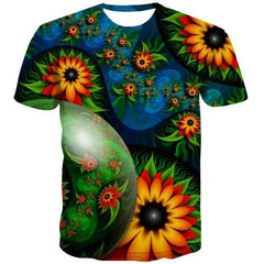 Flower T shirts Men Psychedelic Tshirts Casual Green Tshirt Anime Harajuku Tshirts Cool Gothic Tshirts Novelty Short Sleeve - KYKU