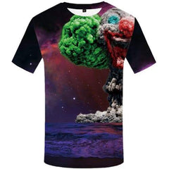 Galaxy Space T-shirt Men War T-shirts Graphic Colorful T-shirts 3d Harajuku T shirts Funny Cloud Shirt Print Short Sleeve - KYKU