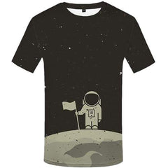 Astronaut T-shirt Men Cartoon Tshirts Casual Gray Tshirt Anime Galaxy Space Shirt Print Retro Tshirts Novelty Short Sleeve - KYKU