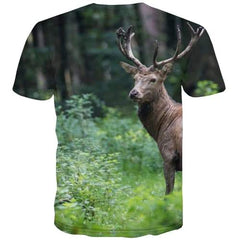 Deer T-shirt Men Animal Tshirt Printed Forest Tshirt Anime Street Shirt Print Leisure Tshirts Novelty Short Sleeve Fashion - KYKU