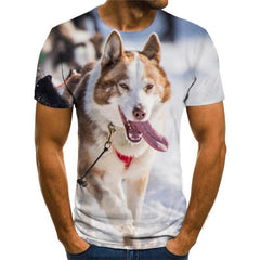 t shirts Husky dog Puppy Cute Pets Novelty 3D shirt art costume big Smart Husky dogs men Casual