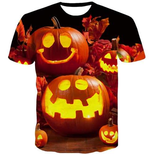 Pumpkin T-shirt Men Halloween Tshirts Novelty Flame Tshirts Cool Terror Tshirt Anime Funny T shirts Funny Short Sleeve summer - KYKU